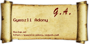Gyeszli Adony névjegykártya